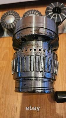 Jacobs 96-F1 Flex Collet Lathe Chuck withKey, & Jacobs Rubber Flex Collet Set