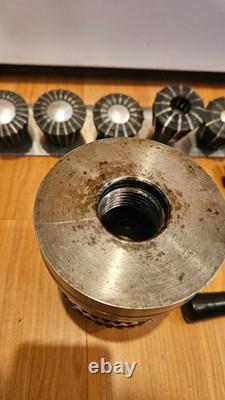 Jacobs 96-F1 Flex Collet Lathe Chuck withKey, & Jacobs Rubber Flex Collet Set