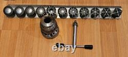 Jacobs 96-F1 Flex Collet Lathe Chuck withKey, & Jacobs Rubber Flex Collet Set