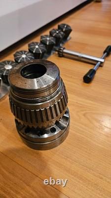 Jacobs 96-F1 Flex Collet Lathe Chuck withKey, & Jacobs Rubber Flex Collet Set
