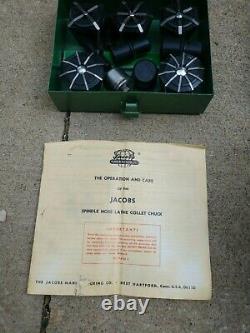 Jacobs Spindle Nose Lathe Chuck 91-A6 with Complete Rubber Flex Collet Sets