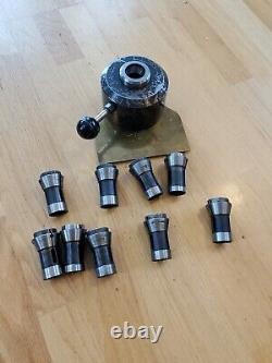Lathe Collet Chuck #210 1-1/2 Tpi Spindle with 9 #21 Browne & sharpe collets