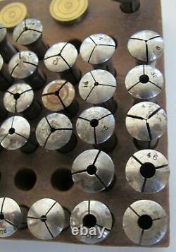 Lot 38 LATHE COLLETS 8mm + 3 Brass Wax Chucks in Wooden TOOL HOLDER