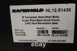 New Rapidhold 6 4-Jaw Lathe SCROLL Chuck. Plain Back. 2pc Jaws FRONT MOUNT