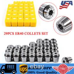 Precision ER40 Collet Set 29PCs Collet Chuck 1/8-1 Tool for CNC Milling Lathe