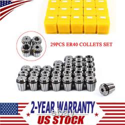 Precision ER40 Collet Set 29PCs Collet Chuck 1/8-1 Tool for CNC Milling Lathe