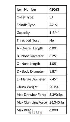 ROYAL 3J COLLET CHUCK PULLBACK NOSEPIECE withA2-6 MOUNT + 9 COLLETS & MORE