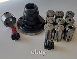 ROYAL 3J COLLET CHUCK PULLBACK NOSEPIECE withA2-6 MOUNT + 9 COLLETS & MORE