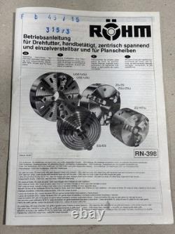 Rohm 3 Jaw 12-1/2 Centering Manual Lathe Chuck, forged steel, ES 315/3. OGT