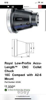 Royal Products 16C Collet A2-6 Chuck Low Profile Accu-Length for CNC Lathe