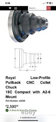 Royal Products 16C Collet A2-6 Low Profile Pullback CNC LATHE Spindle Chuck