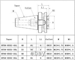 Short BT30-BT40 ER25-ER32 Collet Chuck Precision Tool Holder CNC Lathe Engraving