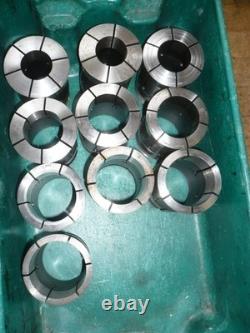 Sjogren 22J collet chuck, D1-6 spindle mount, lathe, (25) different sized collets
