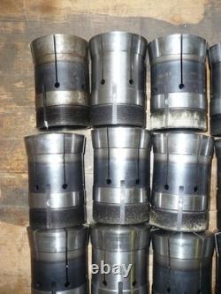 Sjogren 22J collet chuck, D1-6 spindle mount, lathe, (25) different sized collets