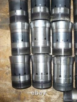Sjogren 22J collet chuck, D1-6 spindle mount, lathe, (25) different sized collets