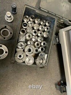 USED ATS CNC COLLET CHUCK NOSE 16 C With A 6 MOUNT AND 30 COLLETS 2 RINGS AND TOOL