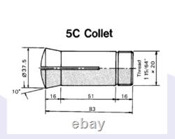 VERTEX 5C Collets, 15 piece set, 1/8 to 1 for tool room lathe