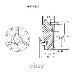 Vertex 4 3-jaw Front Mount Lathe Chuck 2 Sets Of Jaws (3800-5820)